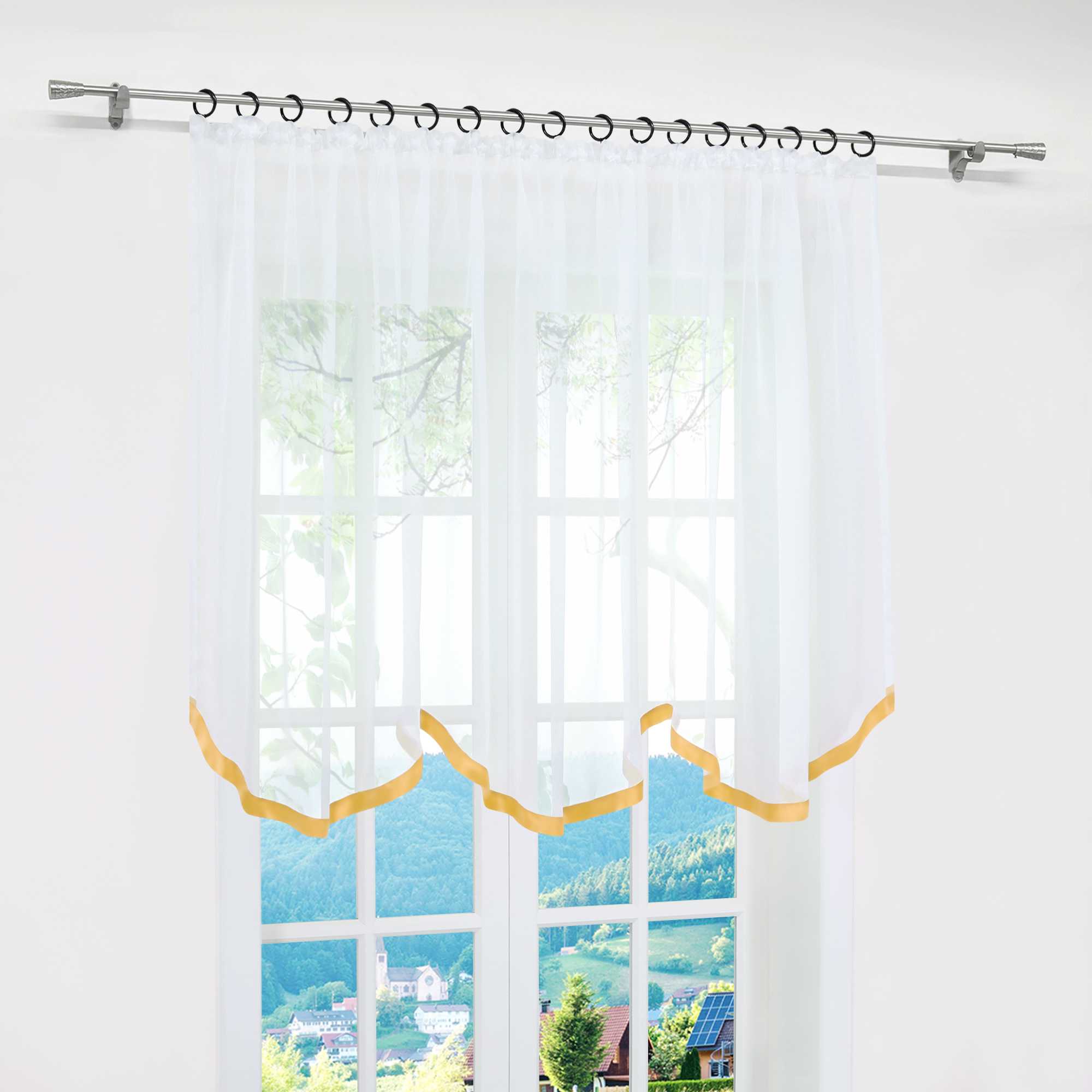 Multi-Functional Curtain Sheer Window Decor 1 Piece - Orange, W x H 300 x 100cm