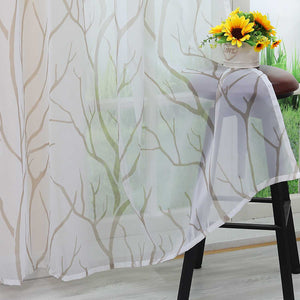 Tab-Top Curtain with Dense Branch Pattern Light-Filtering 1 Piece