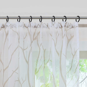 Tab-Top Curtain with Dense Branch Pattern Light-Filtering 1 Piece