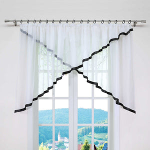 Cafe Curtain with Curtain Tape/ Window Decor Cross Design 1 Piece - Sand, W x H 400 x 160cm