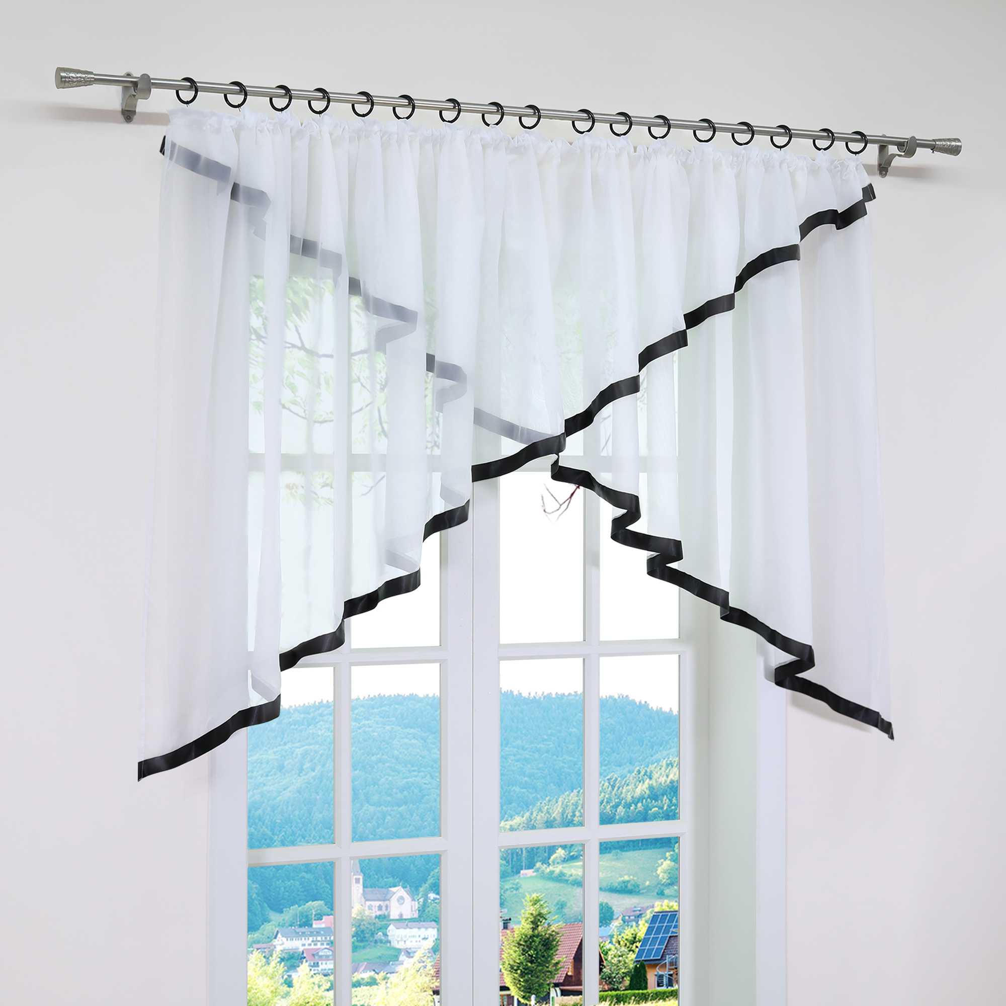 Cafe Curtain with Curtain Tape/ Window Decor Cross Design 1 Piece - Sand, W x H 300 x 120cm
