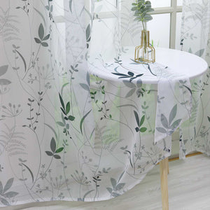 Curtain with Leaf Pattern Light Privacy Garden Style 1 Piece