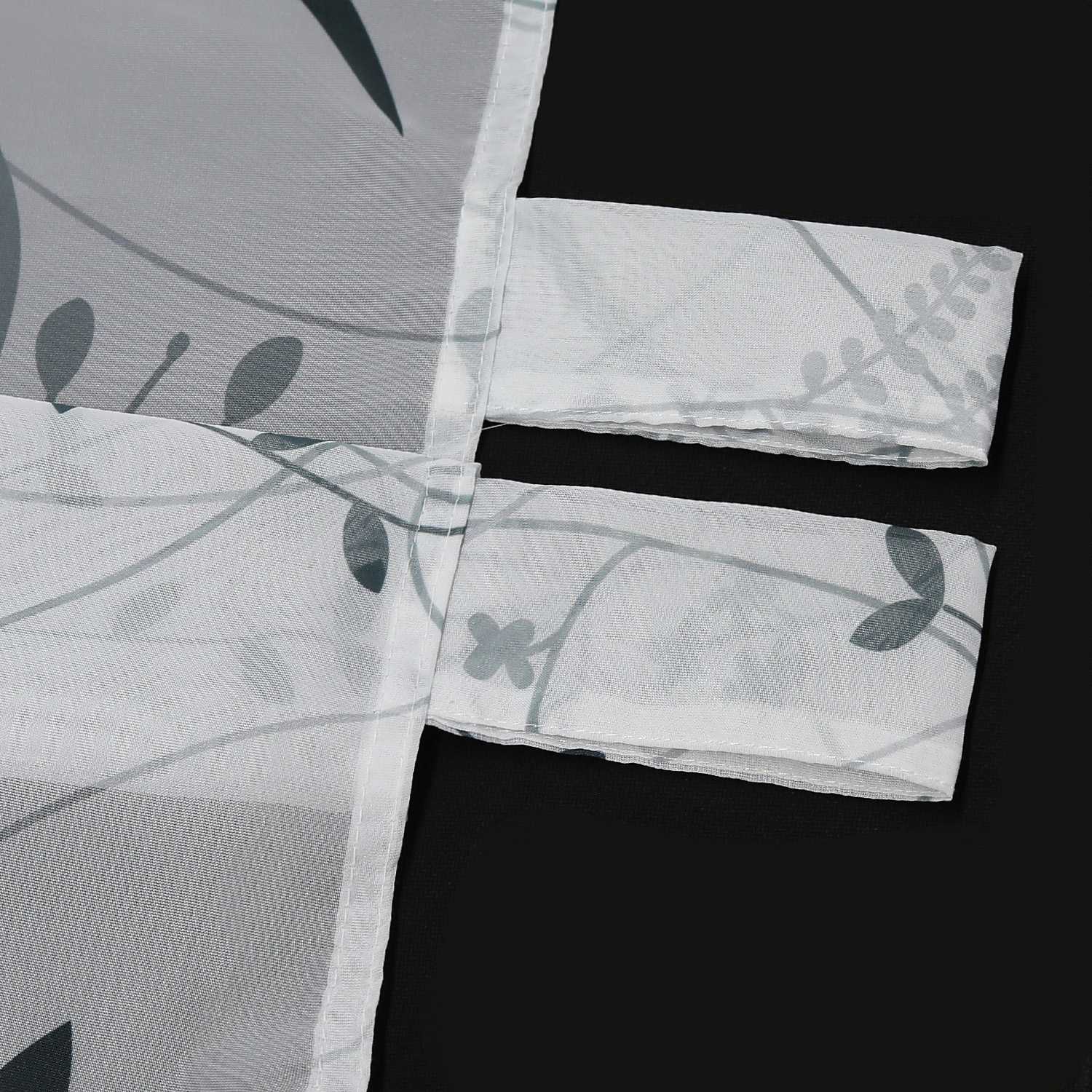 Curtain with Leaf Pattern Light Privacy Garden Style 1 Piece - White, Tab-Top Panel