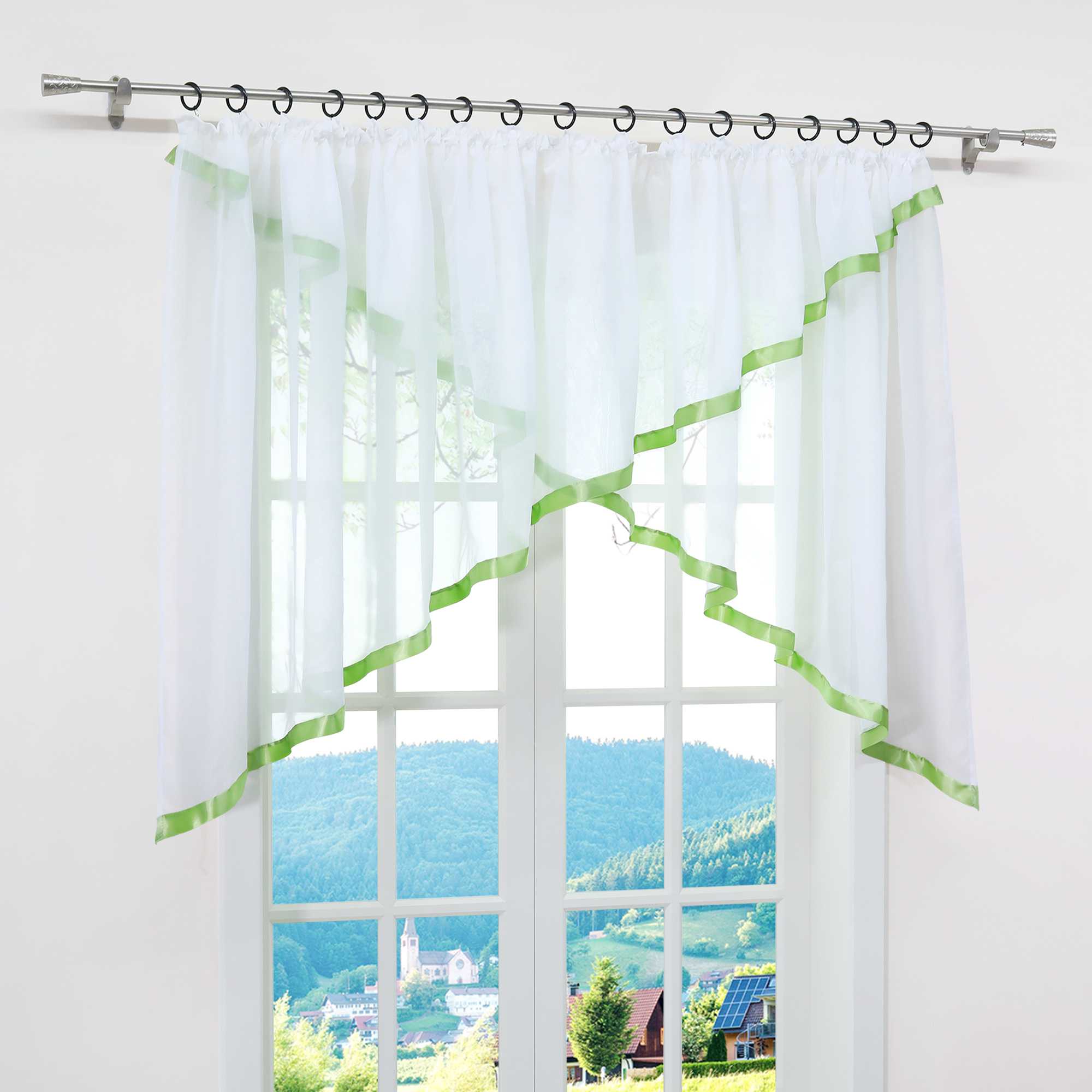 Cafe Curtain with Curtain Tape/ Window Decor Cross Design 1 Piece - Orange, W x H 400 x 120cm
