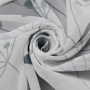 Curtain with Leaf Pattern Light Privacy Garden Style 1 Piece - White, Curtain-Tape Panel