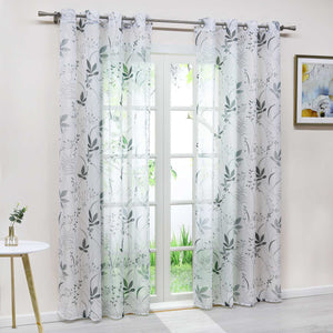 Curtain with Leaf Pattern Light Privacy Garden Style 1 Piece