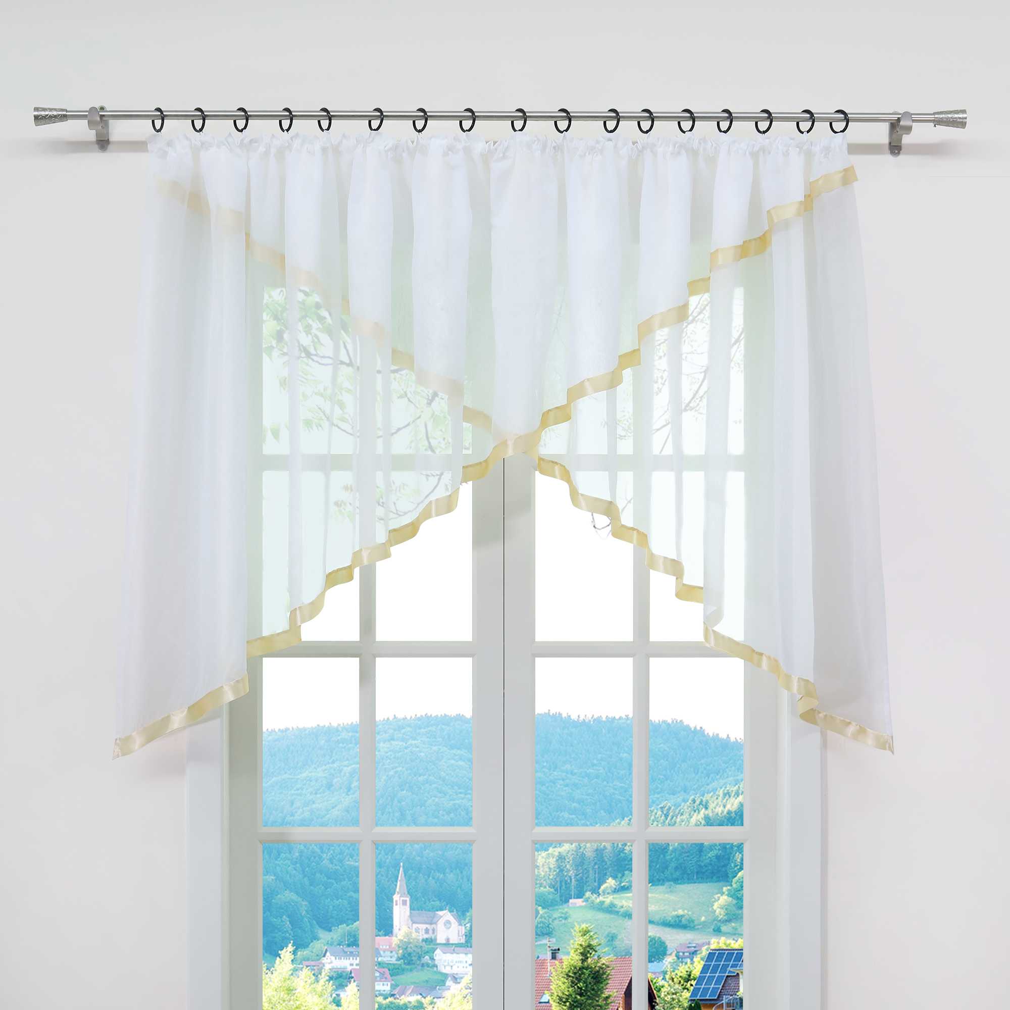 Cafe Curtain with Curtain Tape/ Window Decor Cross Design 1 Piece