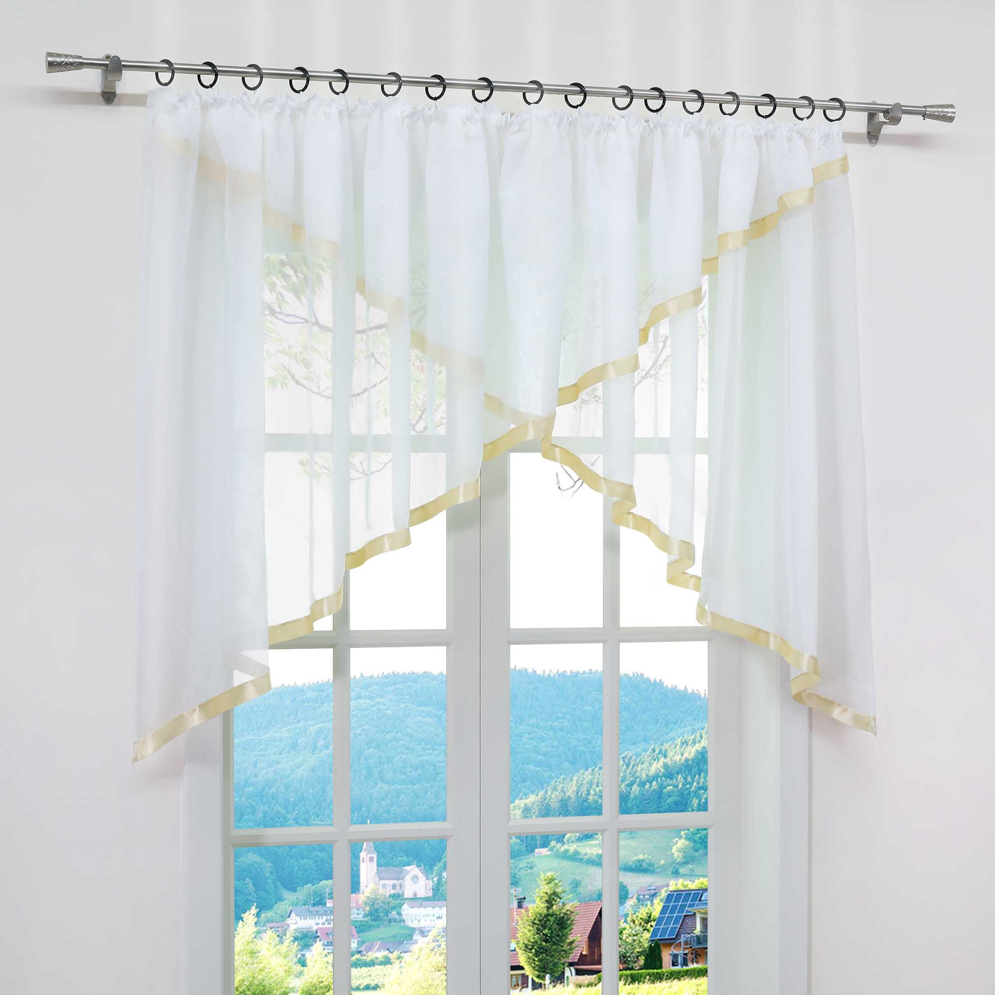 Cafe Curtain with Curtain Tape/ Window Decor Cross Design 1 Piece