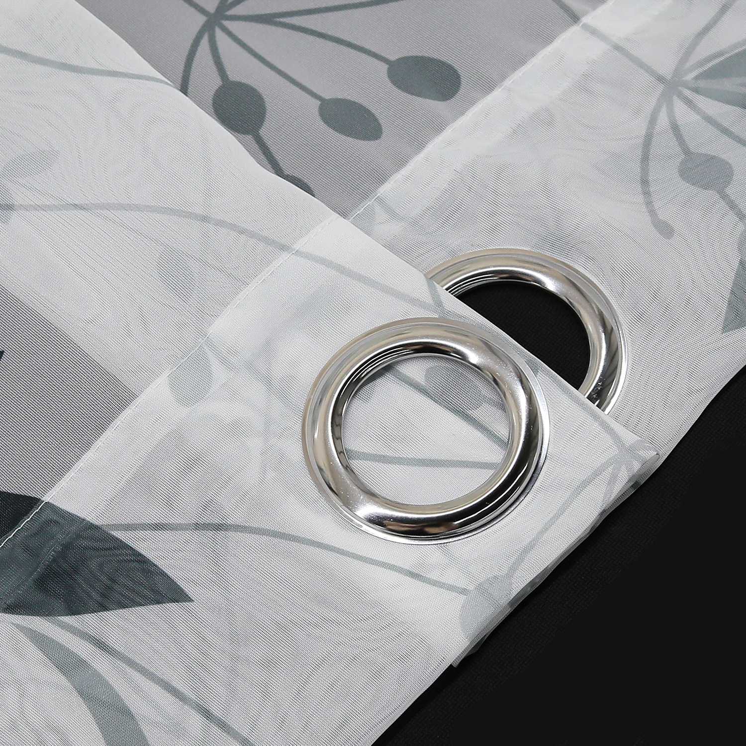 Curtain with Leaf Pattern Light Privacy Garden Style 1 Piece