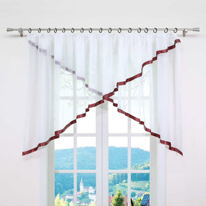 Cafe Curtain with Curtain Tape/ Window Decor Cross Design 1 Piece - Red, W x H 300 x 160cm