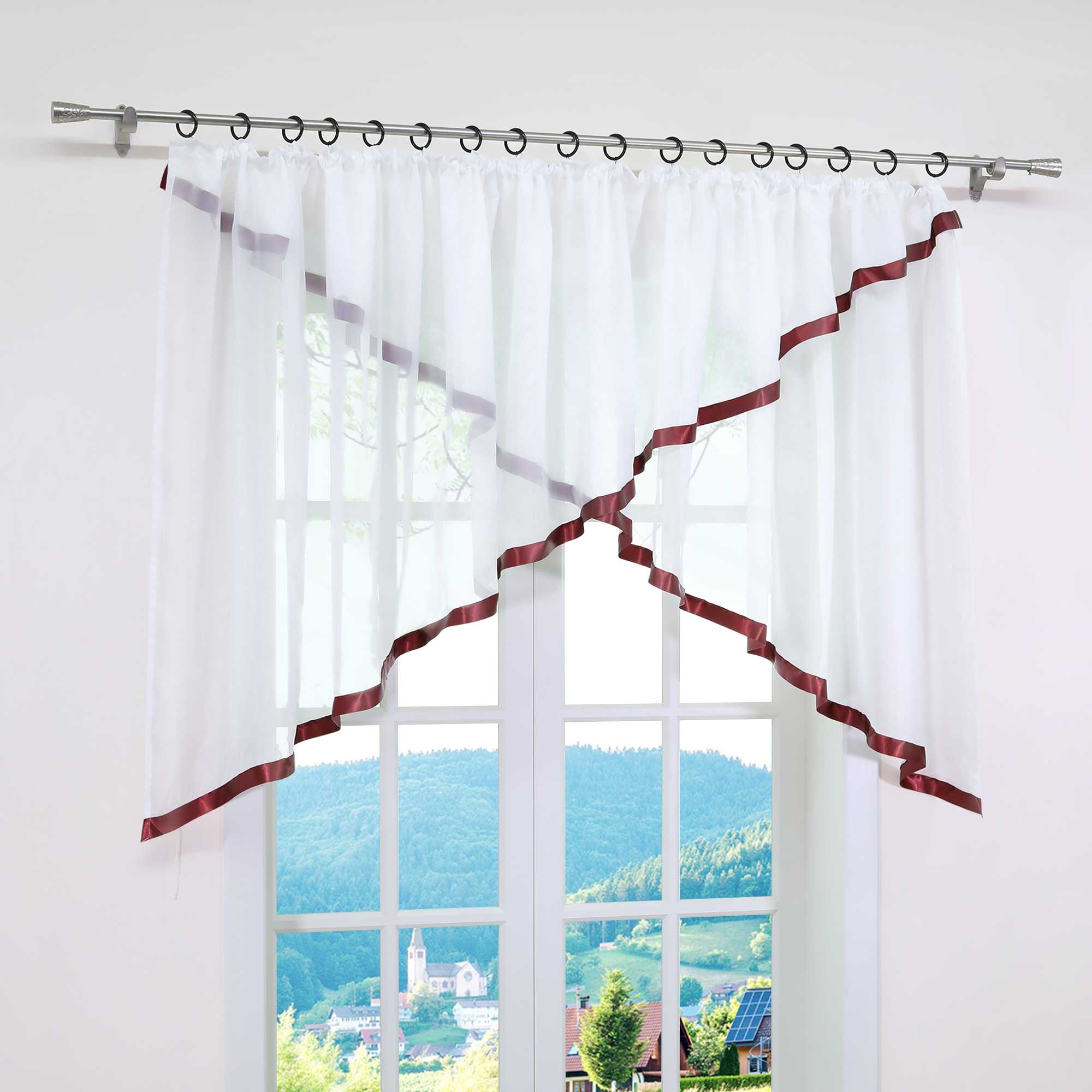 Cafe Curtain with Curtain Tape/ Window Decor Cross Design 1 Piece - Green, W x H 300 x 100cm