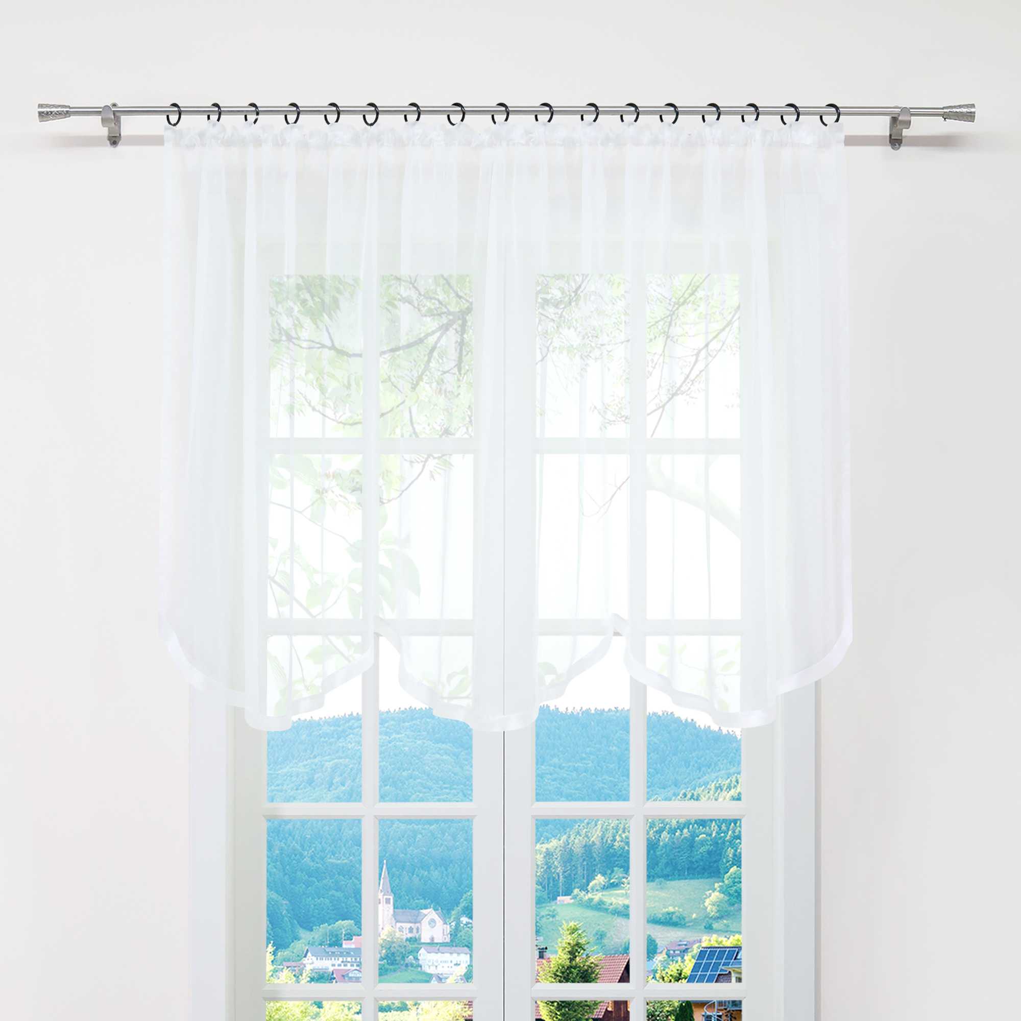 Multi-Functional Curtain Sheer Window Decor 1 Piece - White, W x H 300 x 100cm