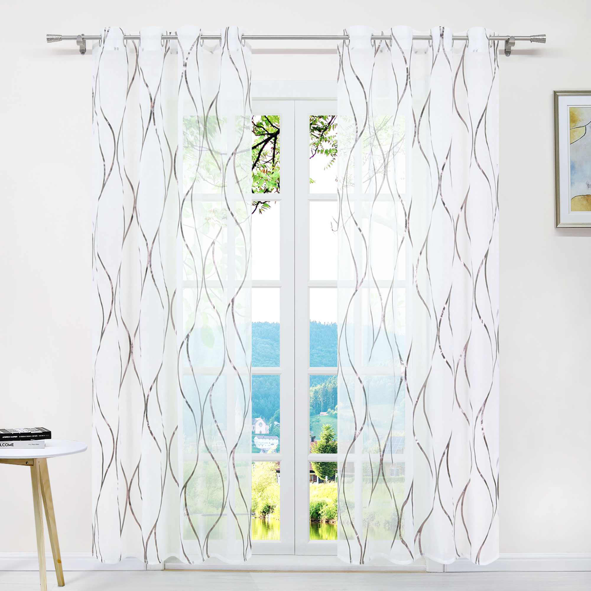 Grommet Curtain with Wave Pattern Light-Filtering