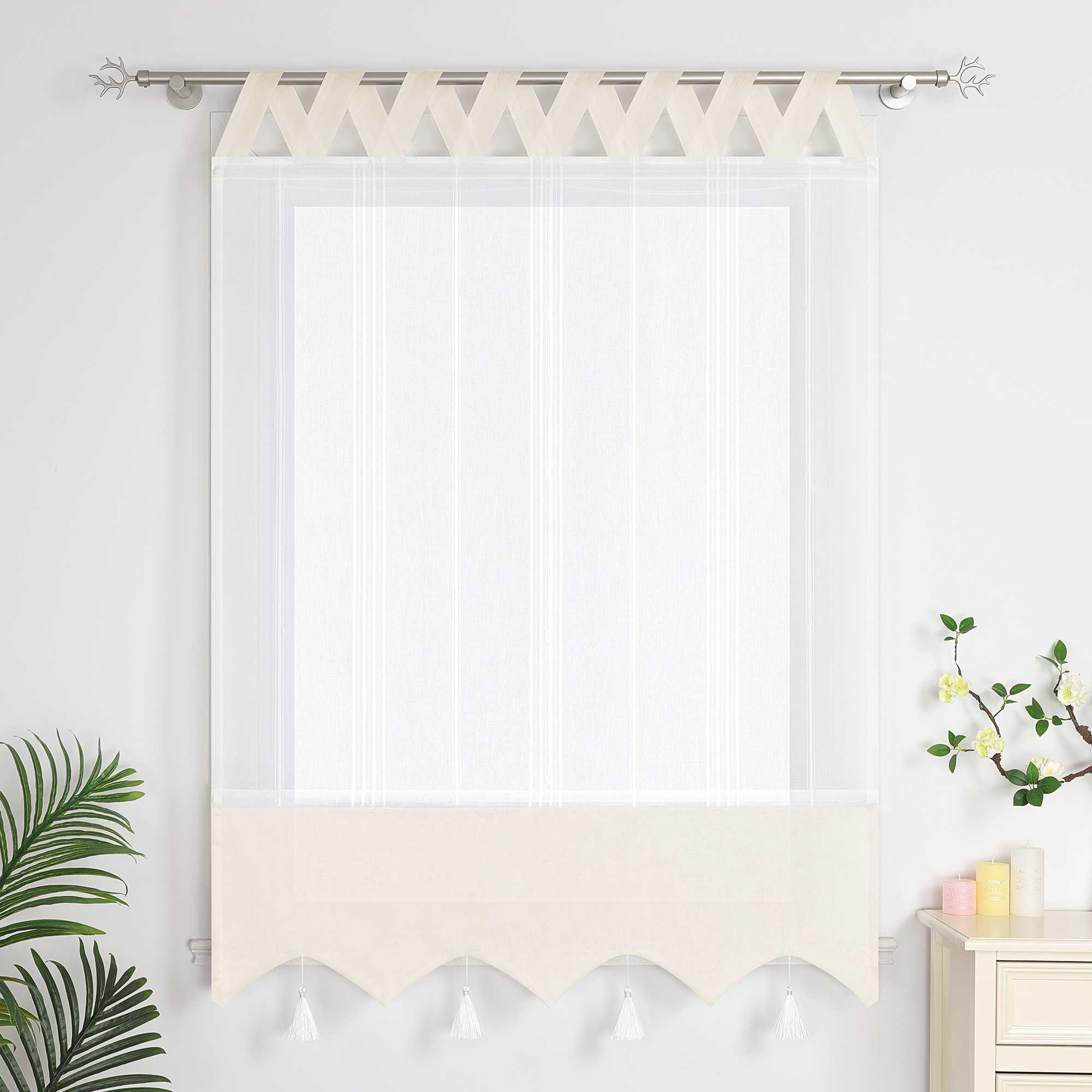 Delien Roman Shade with Tab-Top Hanging and Tassels