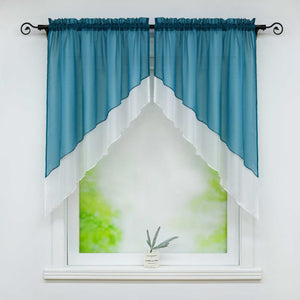Two-Tone Cafe Curtain with Valances - Set of 2