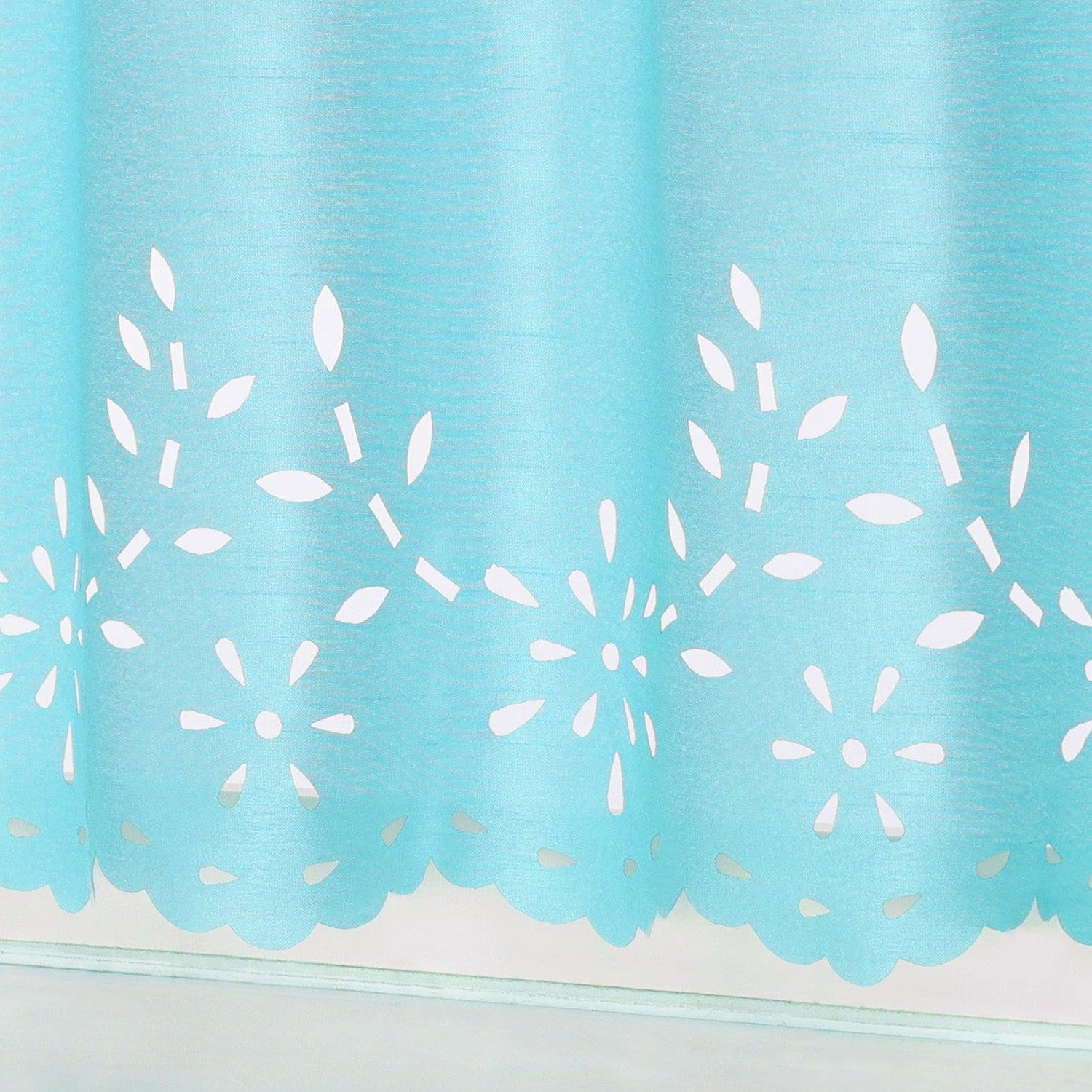 Short Voile Cafe Curtain with Openwork Pattern