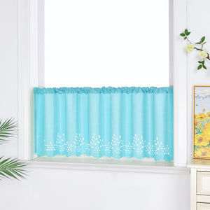 Short Voile Cafe Curtain with Openwork Pattern