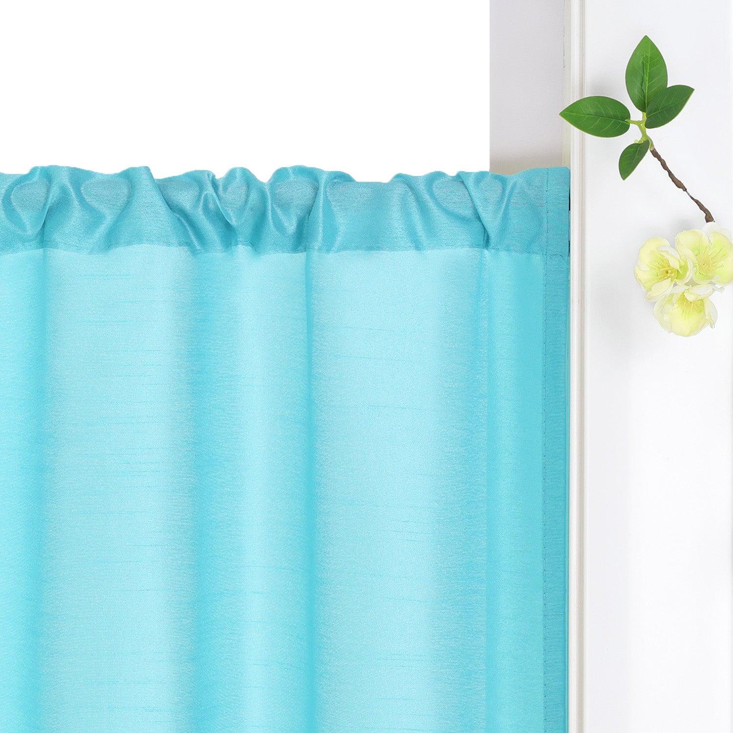 Short Voile Cafe Curtain with Openwork Pattern