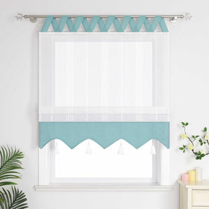 Delien Roman Shade with Tab-Top Hanging and Tassels - Purple, W x H 80 x 140cm