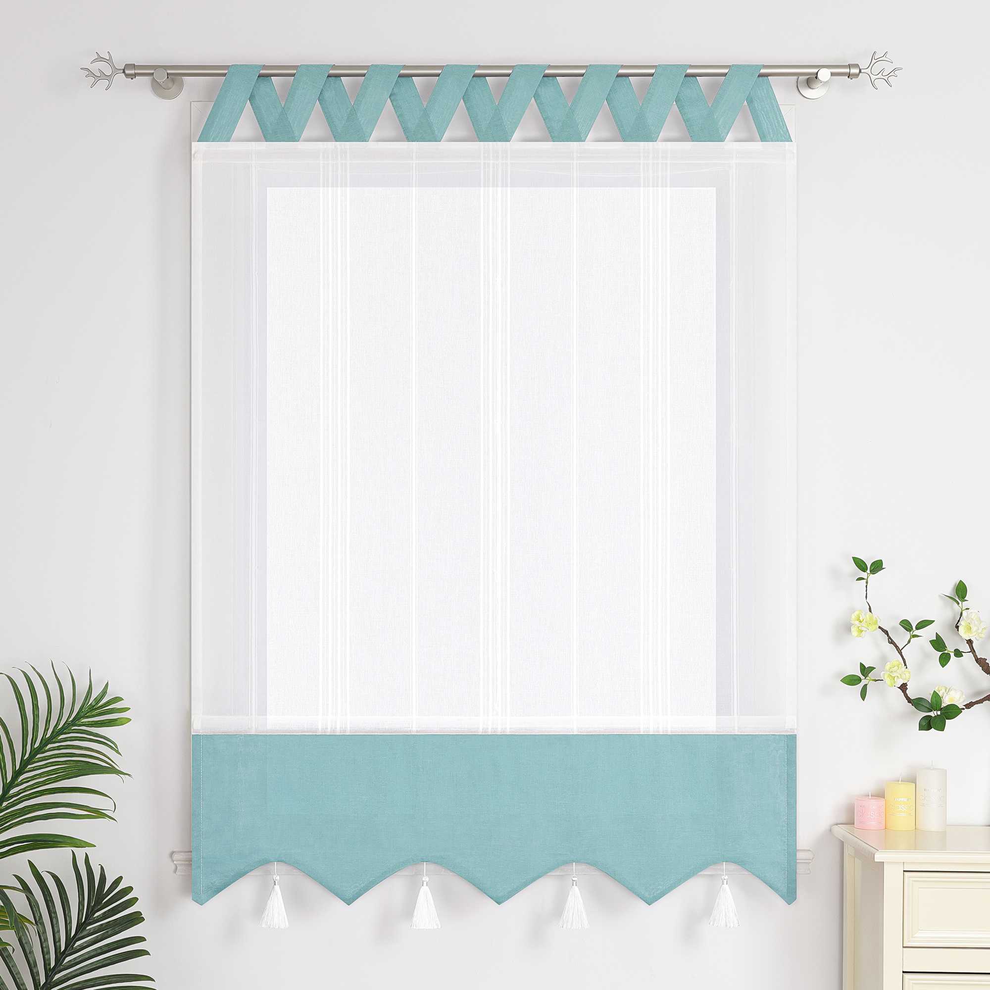 Delien Roman Shade with Tab-Top Hanging and Tassels - Purple, W x H 60 x 140cm