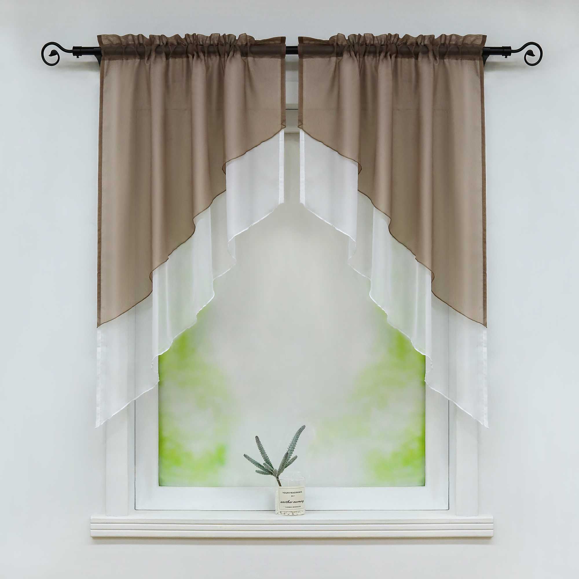 Two-Tone Cafe Curtain with Valances - Set of 2