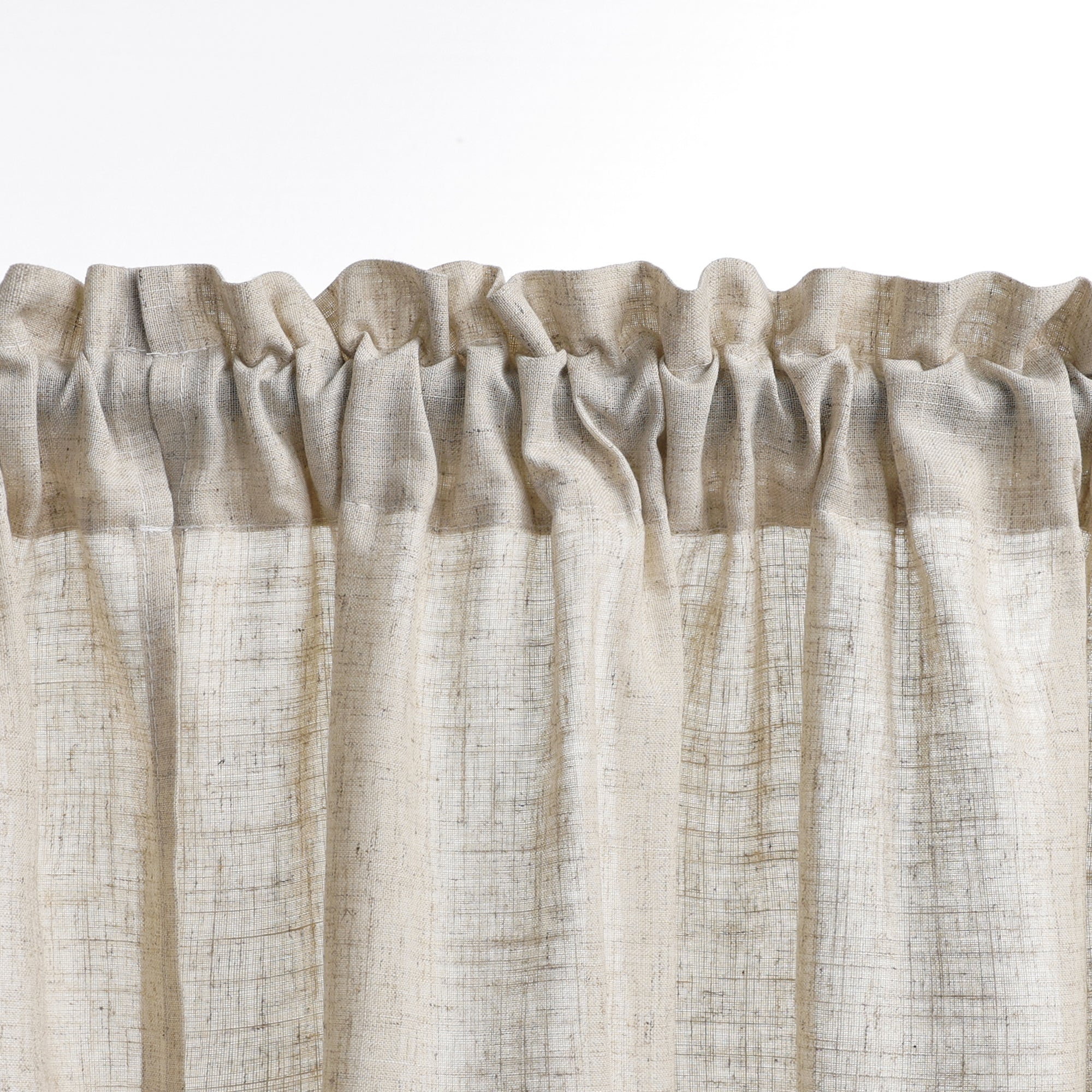 Cafe Curtain Country Style with Stripes Set of 2 - Beige, H x W 120 x 125cm