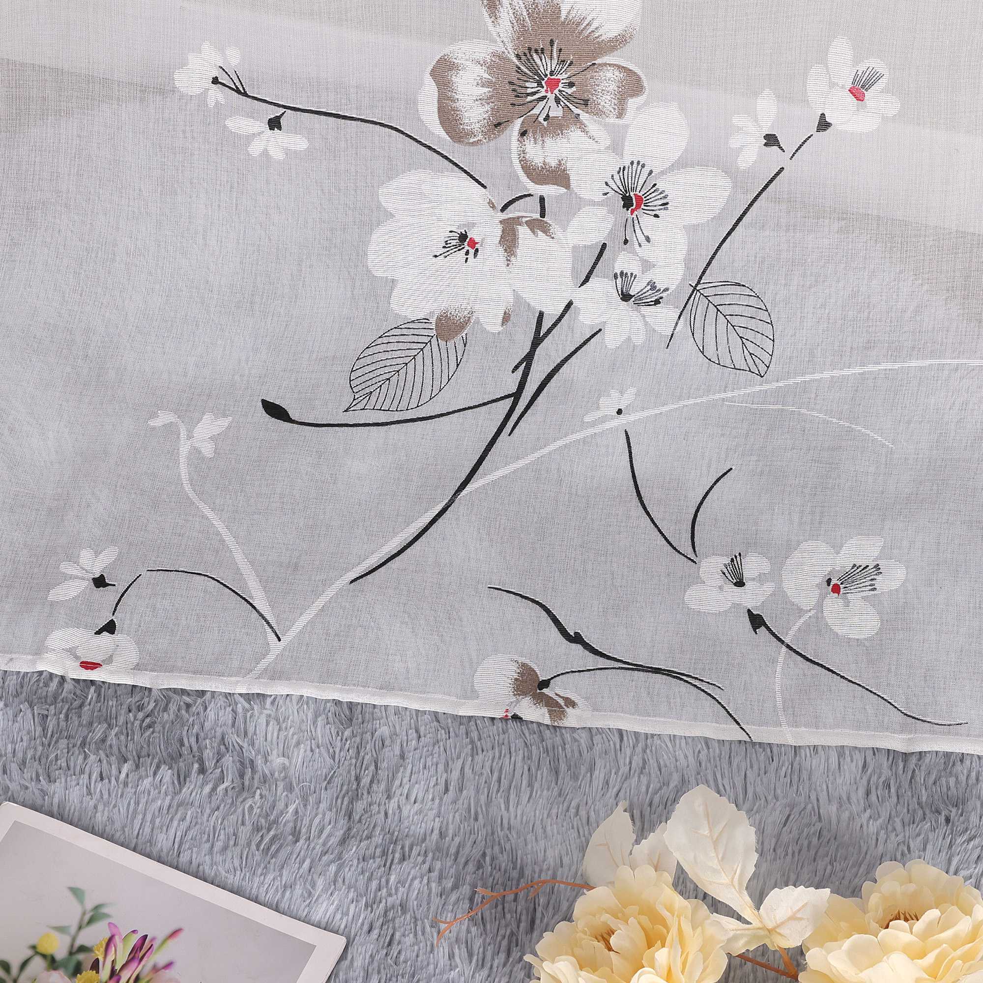Curtain with Floral Pattern Cherry Blossom Grommet Curtain Panel 1 Piece