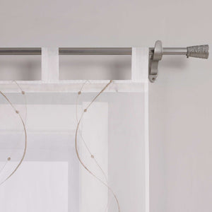 Sliding Panel Curtains with Tab-Top Hanging Set of 2 with Wave-and-Bead Pattern Embroidery