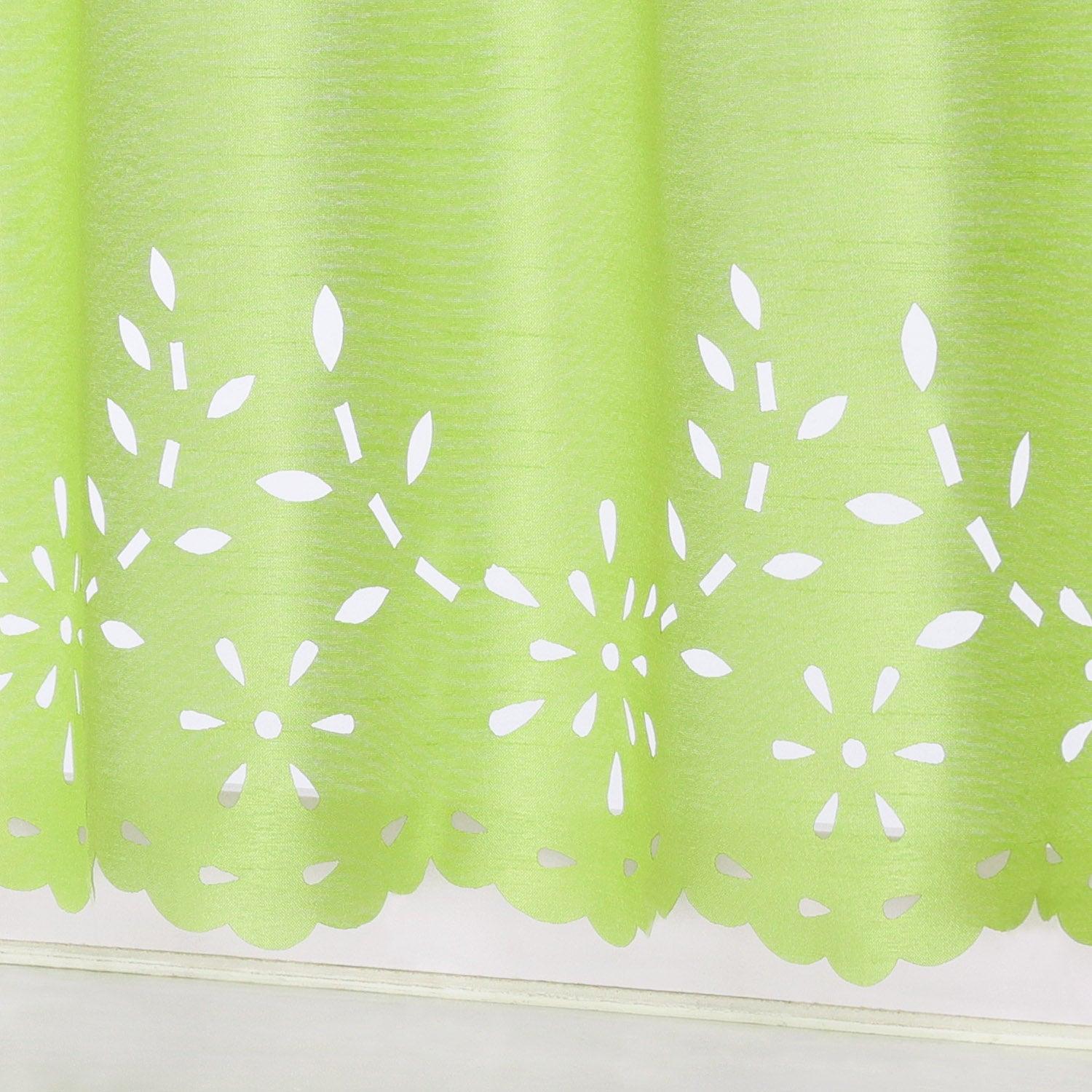 Short Voile Cafe Curtain with Openwork Pattern - Blue, H x W 30 x 120cm