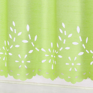 Short Voile Cafe Curtain with Openwork Pattern - Blue, H x W 30 x 120cm
