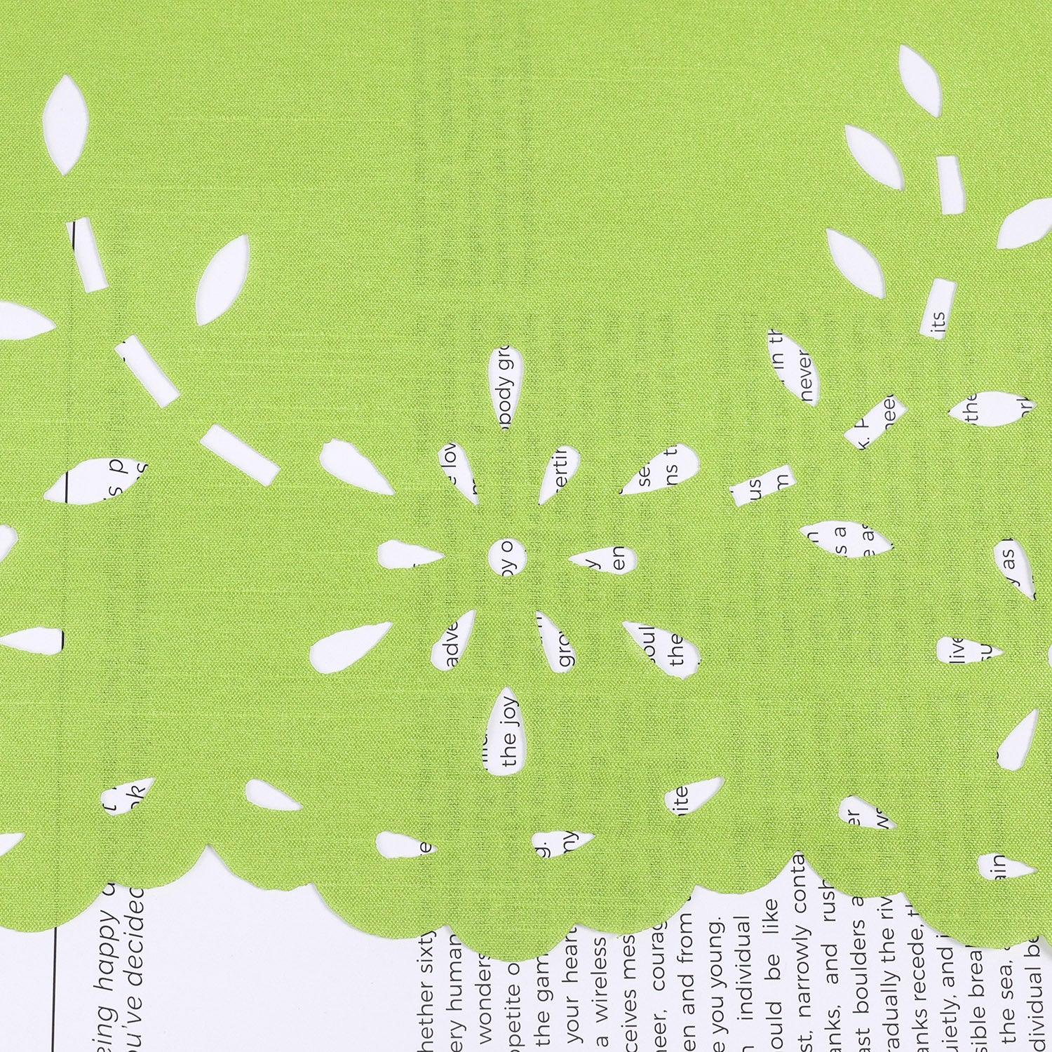 Short Voile Cafe Curtain with Openwork Pattern - Blue, H x W 30 x 90cm