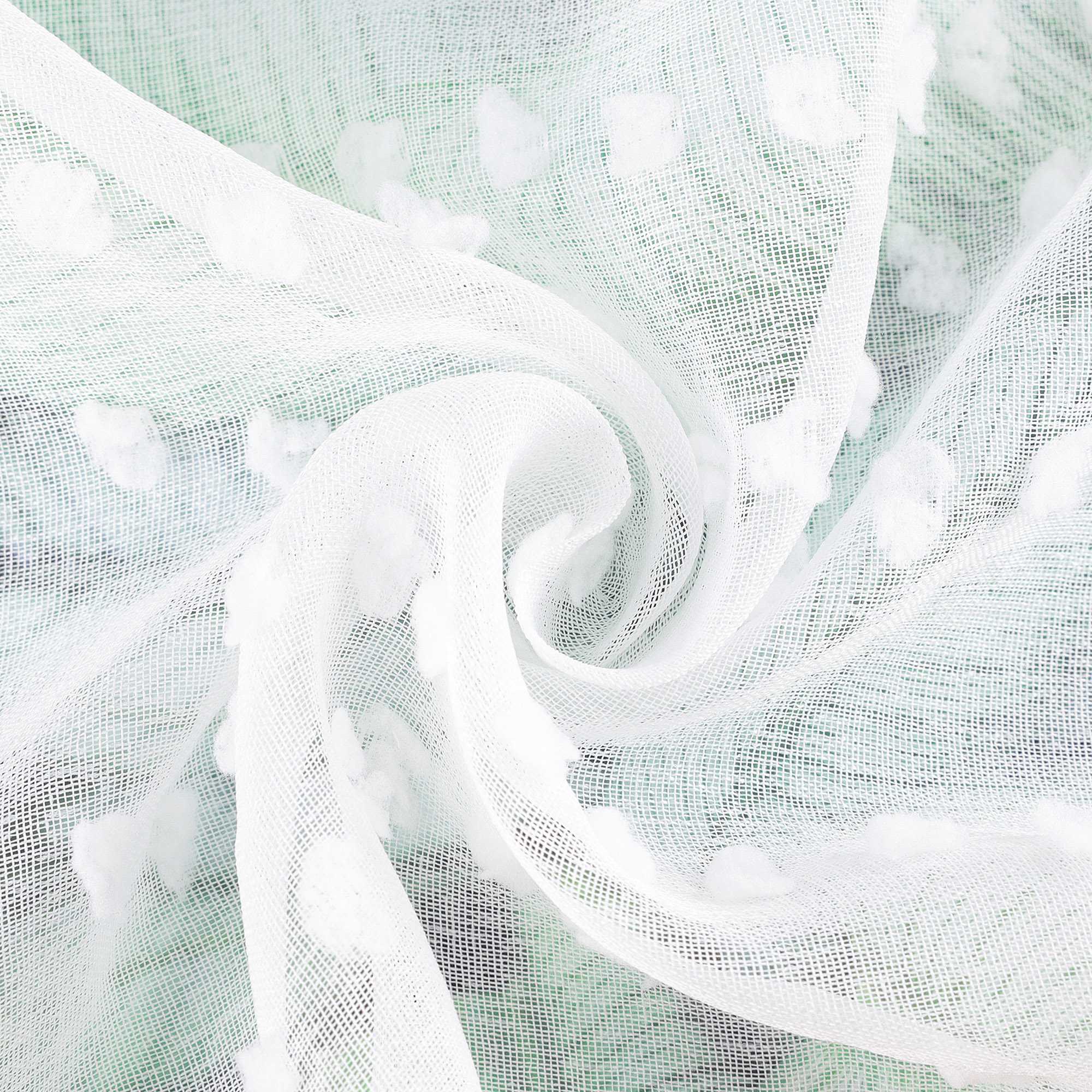 White Cafe Curtain with 3D Dot Pattern - White, H x W 60 x 120cm
