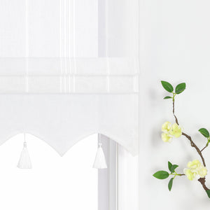 Delien Roman Shade with Tab-Top Hanging and Tassels - Gray, W x H 60 x 140cm