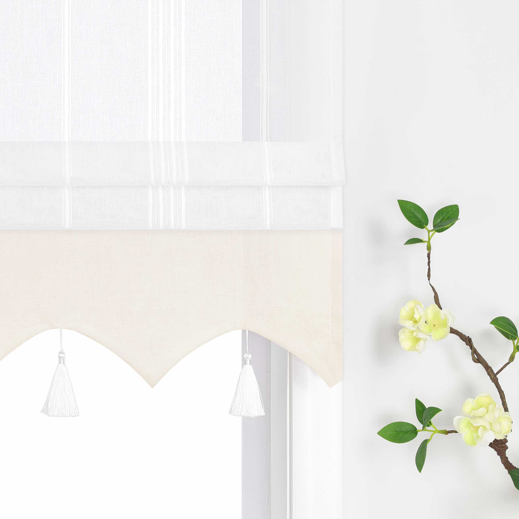 Delien Roman Shade with Tab-Top Hanging and Tassels