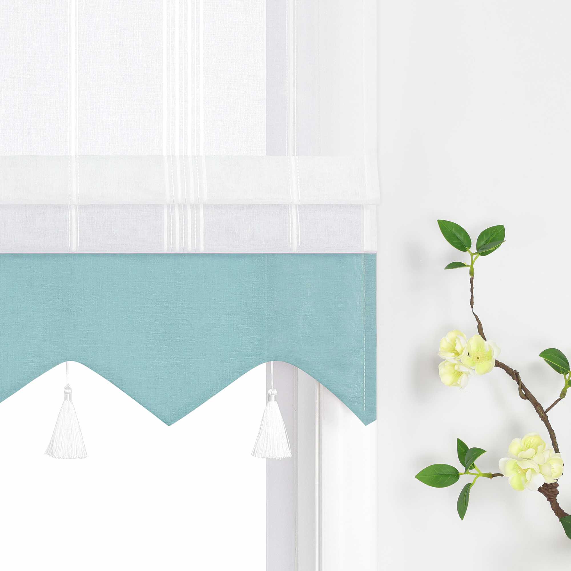 Delien Roman Shade with Tab-Top Hanging and Tassels