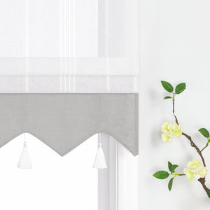 Delien Roman Shade with Tab-Top Hanging and Tassels - Beige, W x H 60 x 140cm