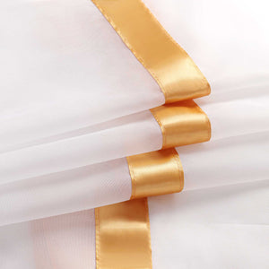 Curtain with Silk-Look Ribbon Solid Color Voile 1 Piece - White, Grommet Panel