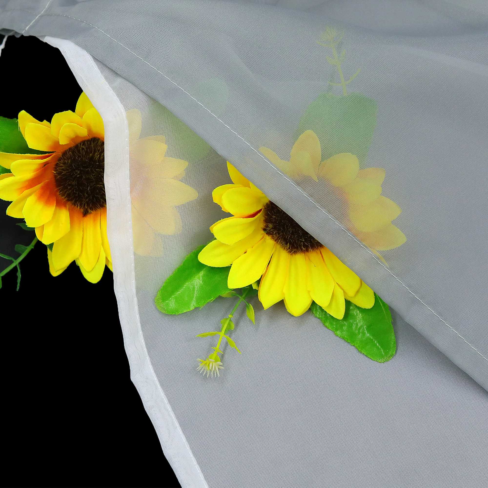 Two-Tone Cafe Curtain with Valances - Set of 2 - Green, W x H 80 x 80cm
