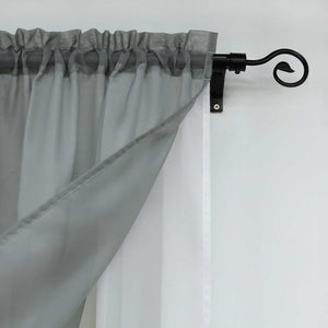 Two-Tone Cafe Curtain with Valances - Set of 2 - Brown, W x H 90 x 100cm