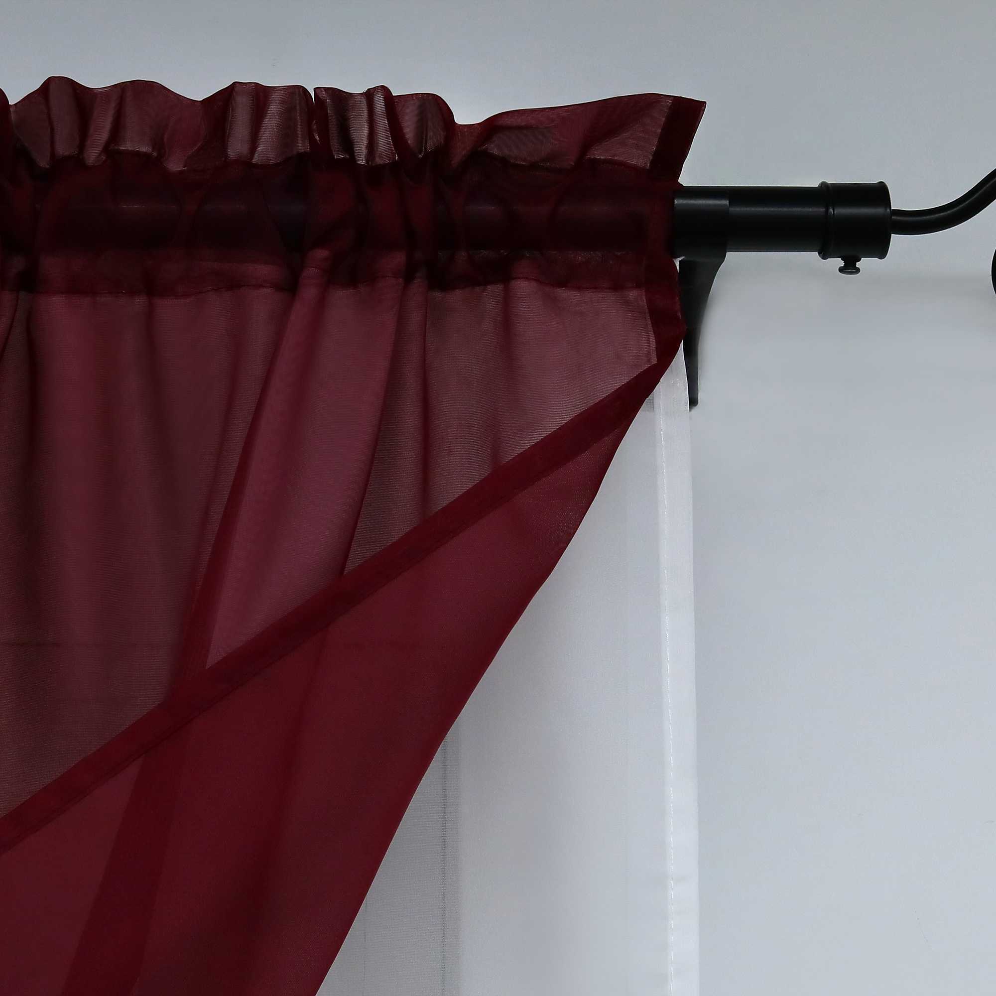 Two-Tone Cafe Curtain with Valances - Set of 2 - Navy Blue, W x H 80 x 80cm