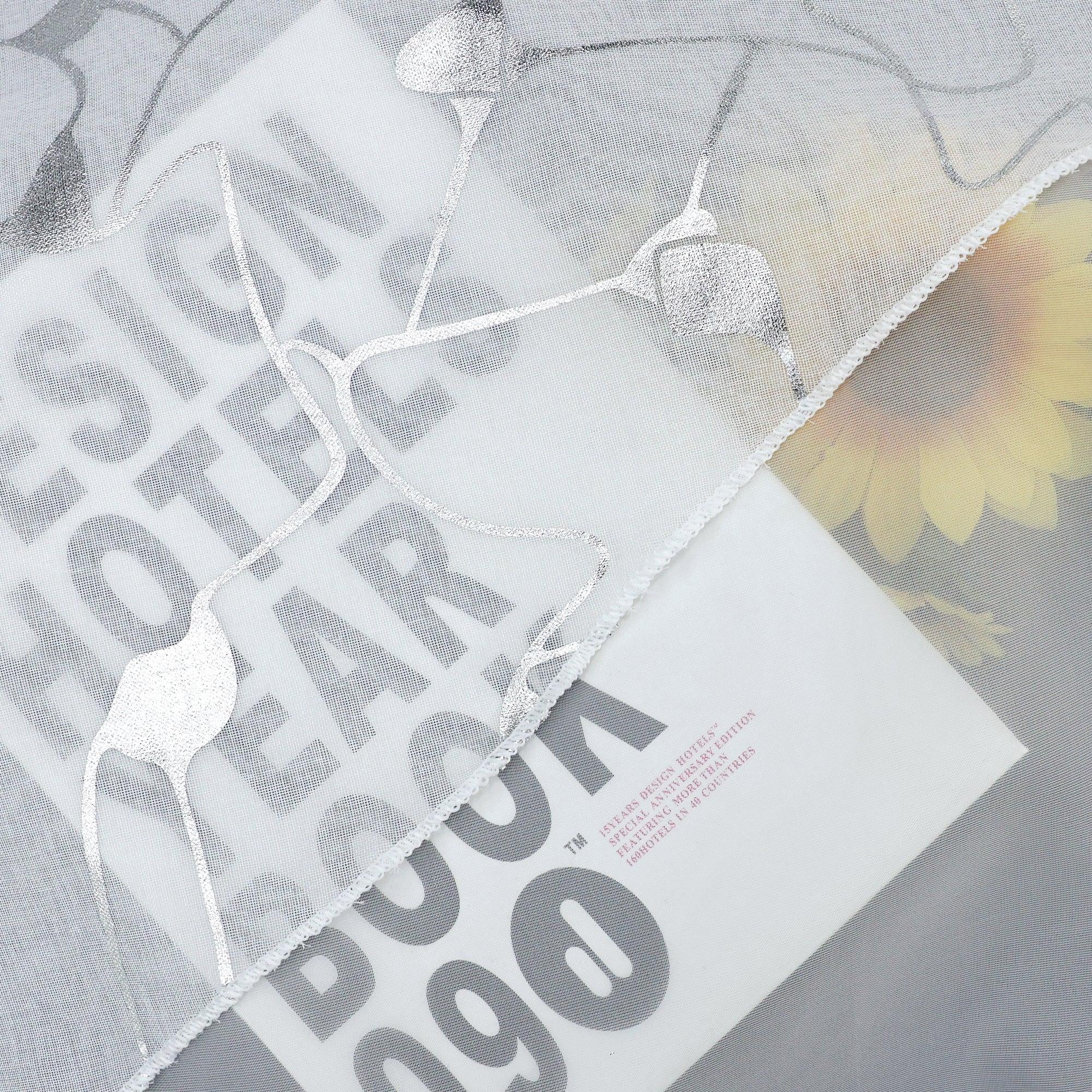 Cafe Curtain Double-Layer with Silver Textured Print Set of 2