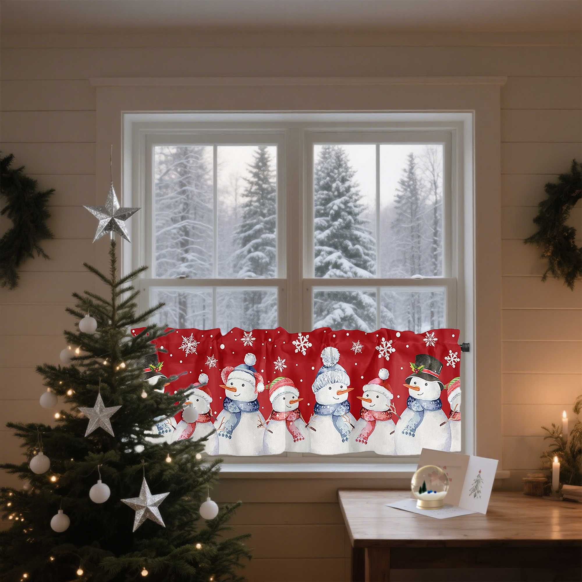 Cafe Curtain Christmas - Festive Valance - Green, H x W 55 x 145cm