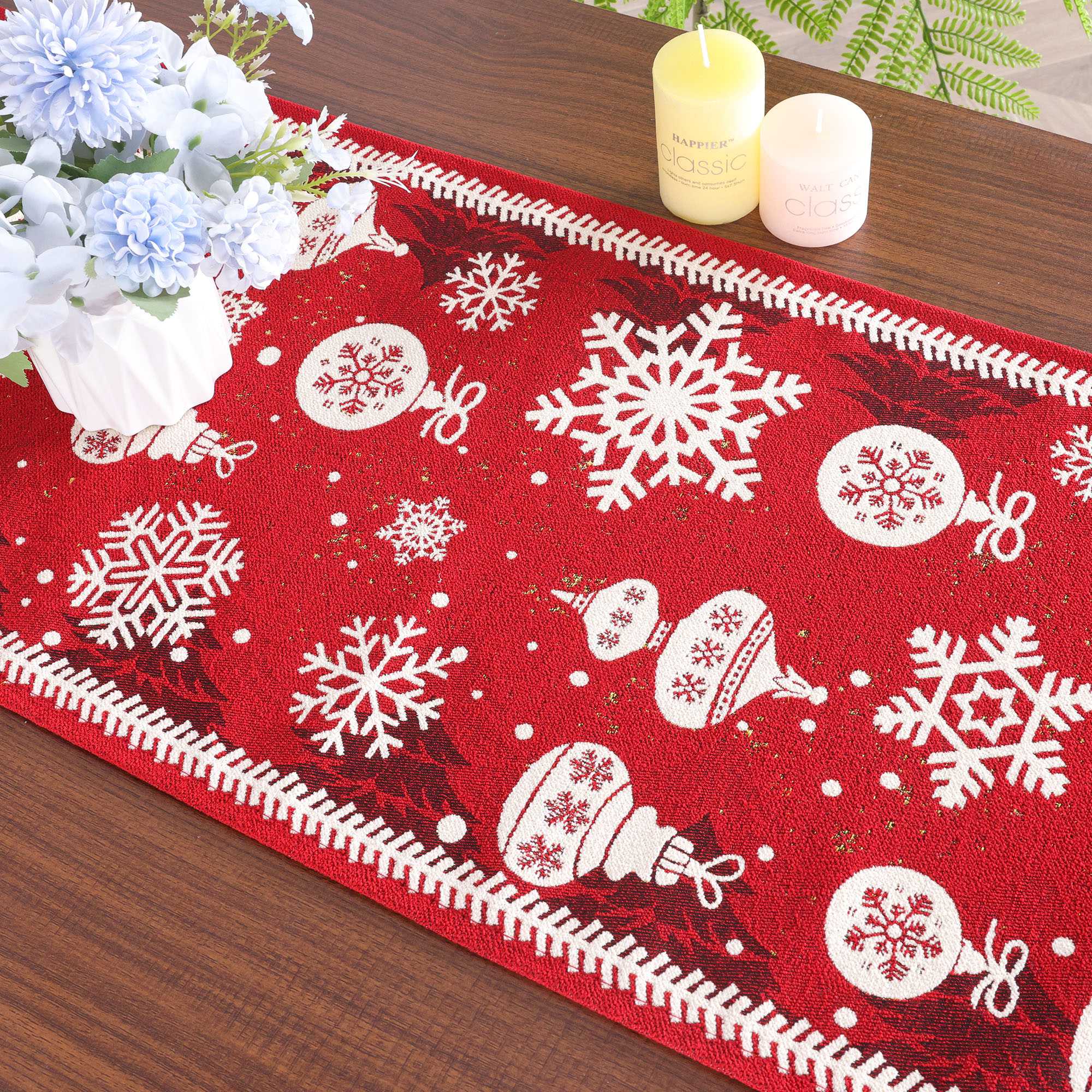Festive Christmas Table Runner - White, H x W 33 x 180cm
