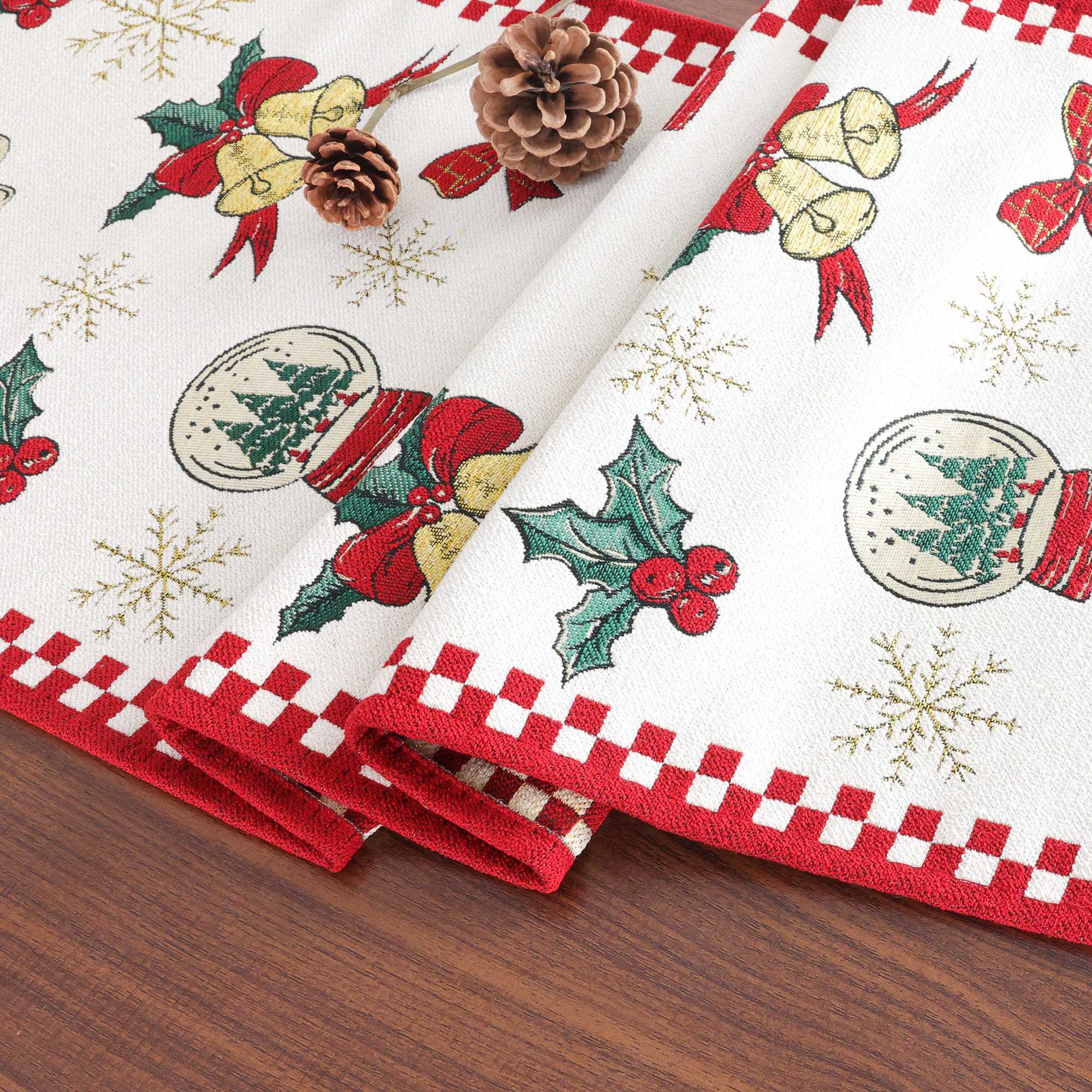 Festive Christmas Table Runner - Red, H x W 33 x 160cm