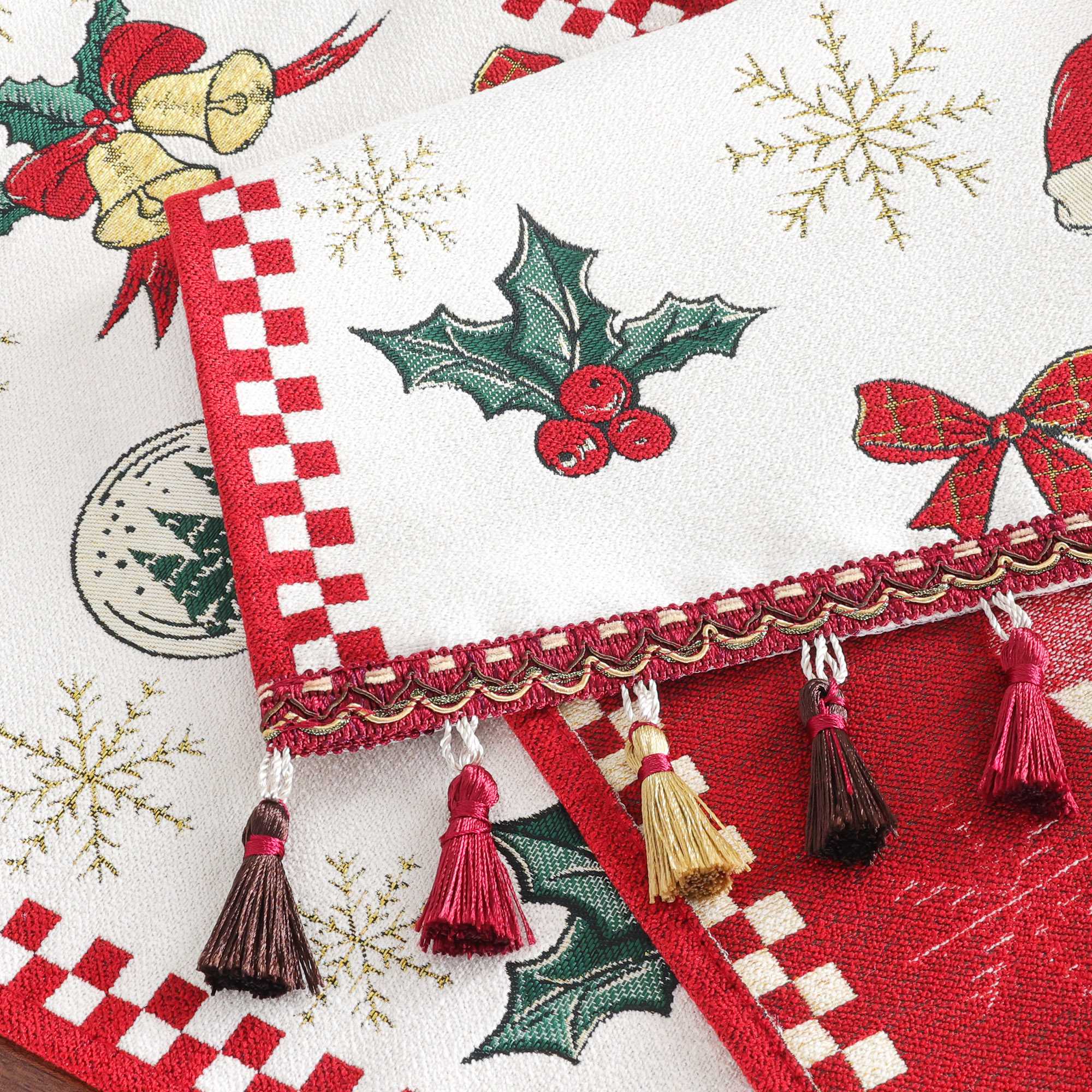 Festive Christmas Table Runner - Red, H x W 33 x 180cm