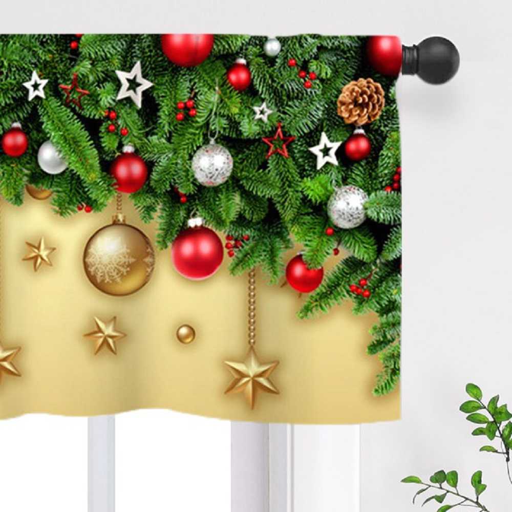 Cafe Curtain Christmas - Festive Valance - Burgundy, H x W 55 x 230cm