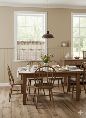 Country Style Cafe Curtain with Check Pattern - H x W 60*140cm