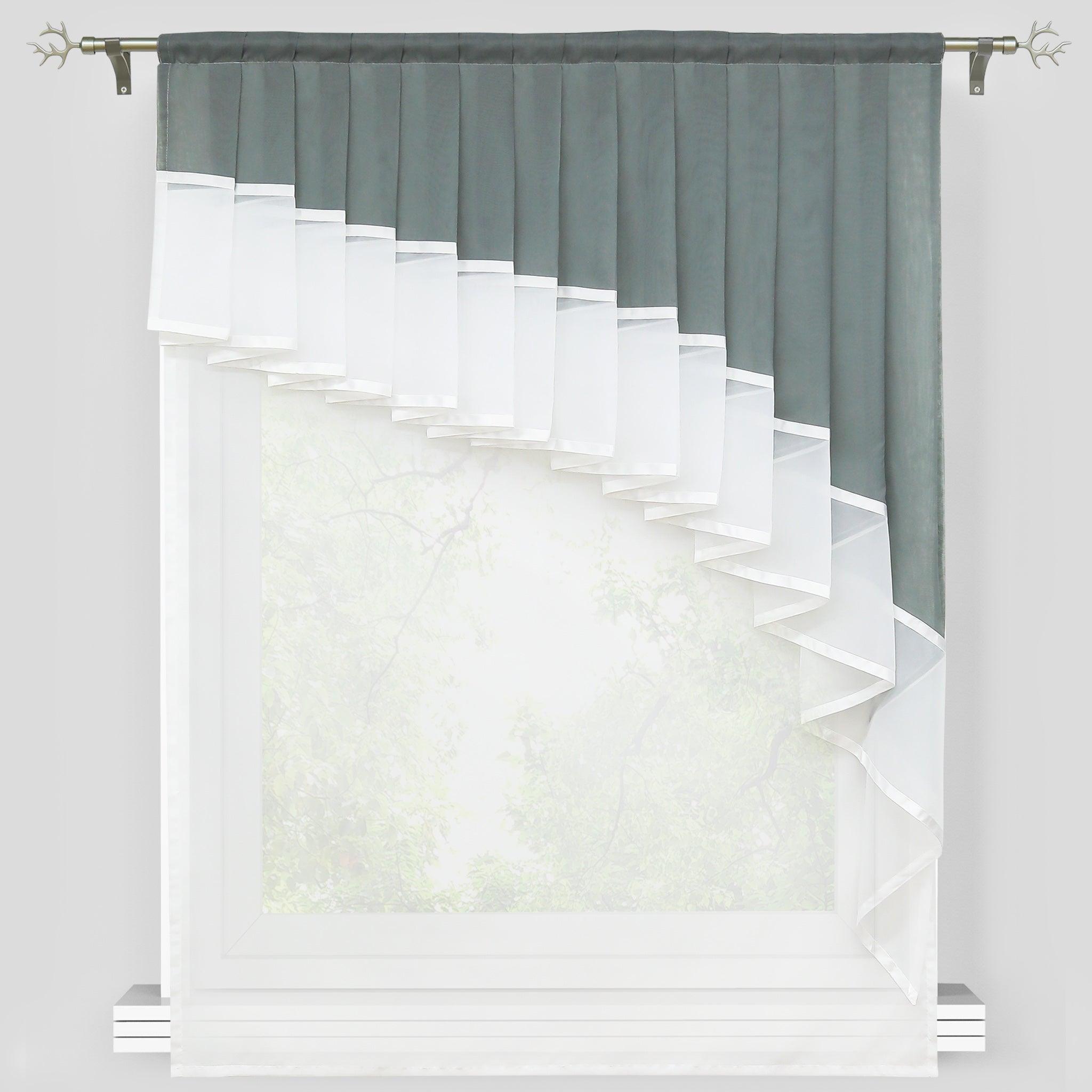 Romantic Curtain with Valance 2-in-1 Design - Gray, W x H 80 x 140cm