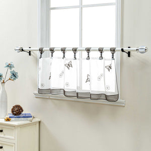 Cafe Curtain with Butterfly Pattern and Beads 1 Piece - Gray, H x W 30 x 120cm