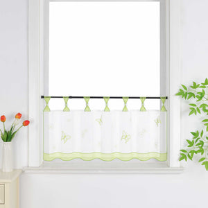 Cafe Curtain with Butterfly Pattern and Beads 1 Piece - Sand, H x W 30 x 90cm